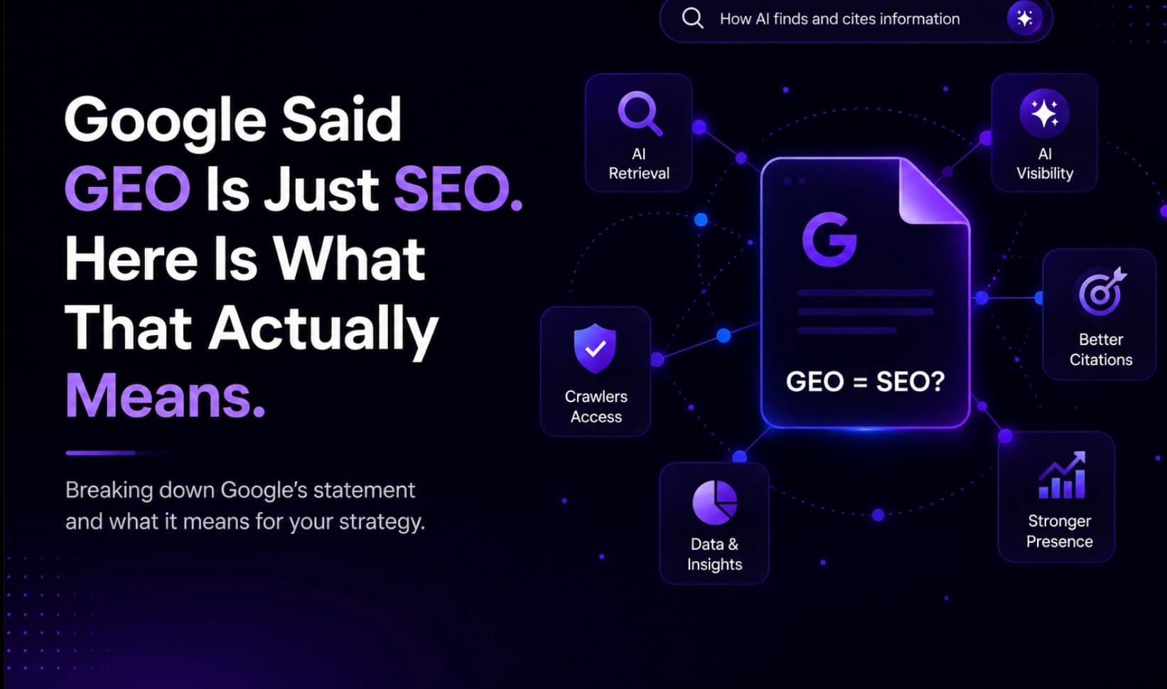 Google Said GEO Is Just SEO. Here Is What That Actually Means.