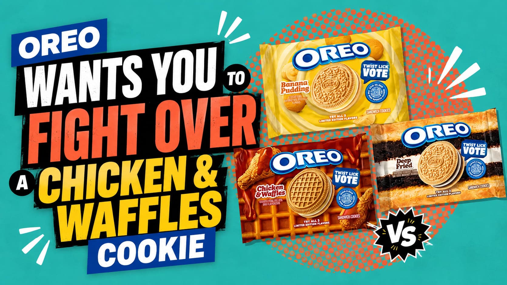 Attached above (1200×630, ready to upload). Original graphic, no Oreo trademark assets, built around the three flavors as competing entries.